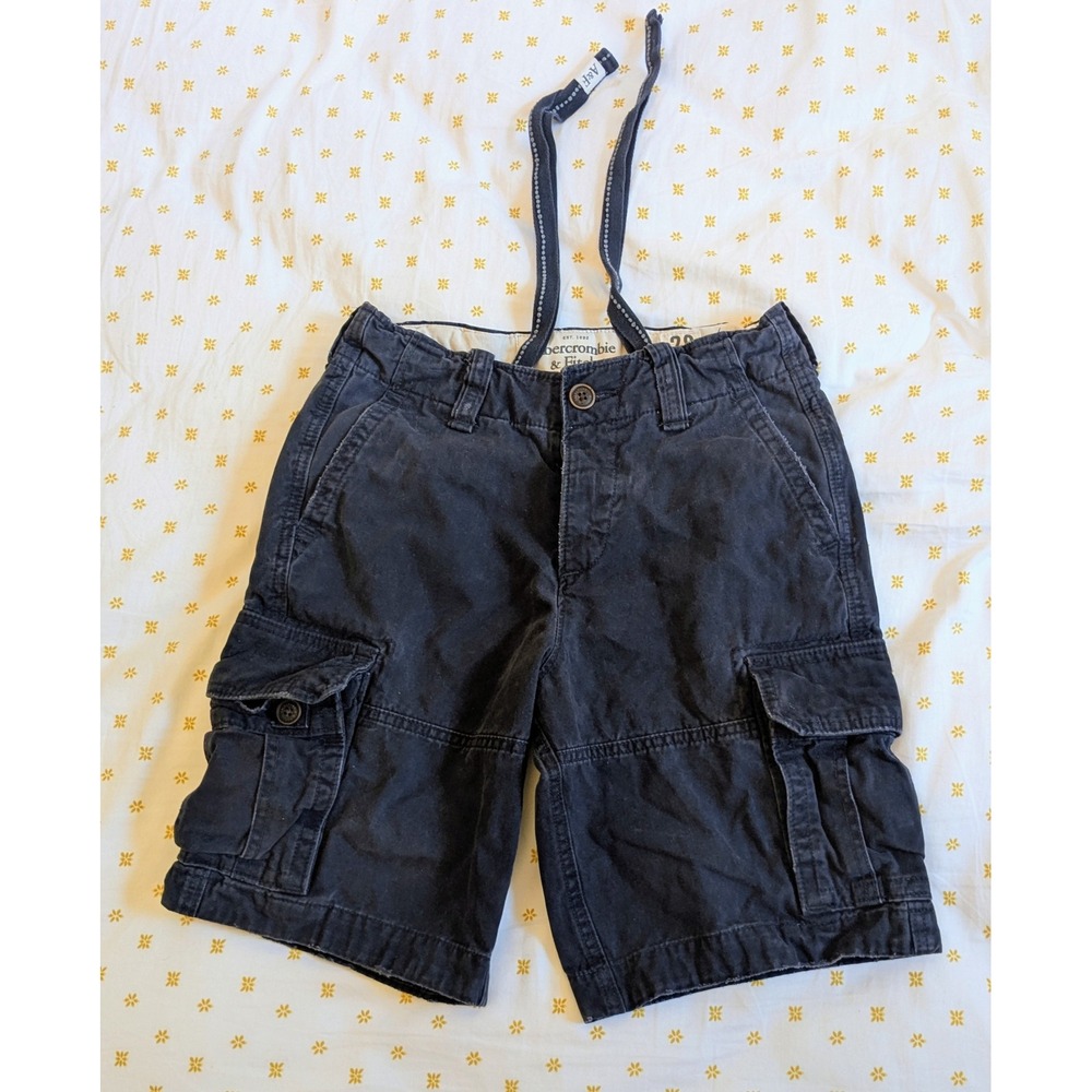 Abercrombie & Fitch Vtg Y2K Drawstring Button Fly Cargo Shorts Loose Mens 28